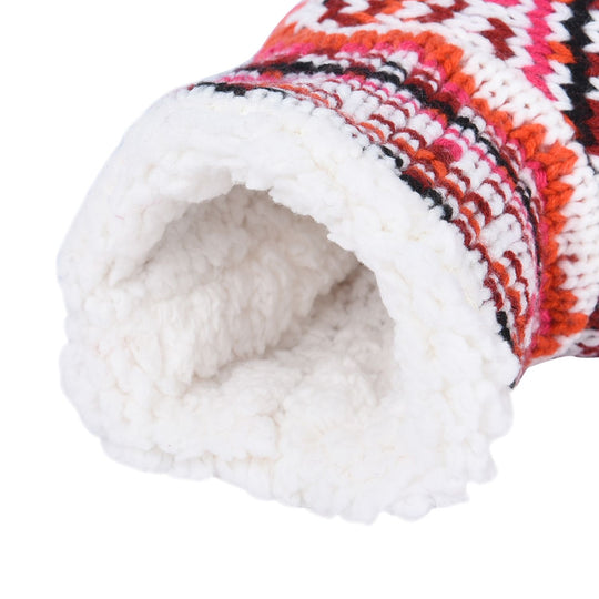 1 paar rutschfeste und gestrickte Hausschuhe mit Fellfutter, Größe S, Tribal