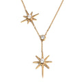 Weiße Kristall Stern-Halskette, 38 cm, Goldfarben