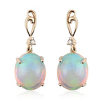 AAA Natürlicher, äthiopischer Welo Opal, Weißer Diamant AGI zertifiziert und geprüft Ohrringe 417 Gold ca. 5.01 ct