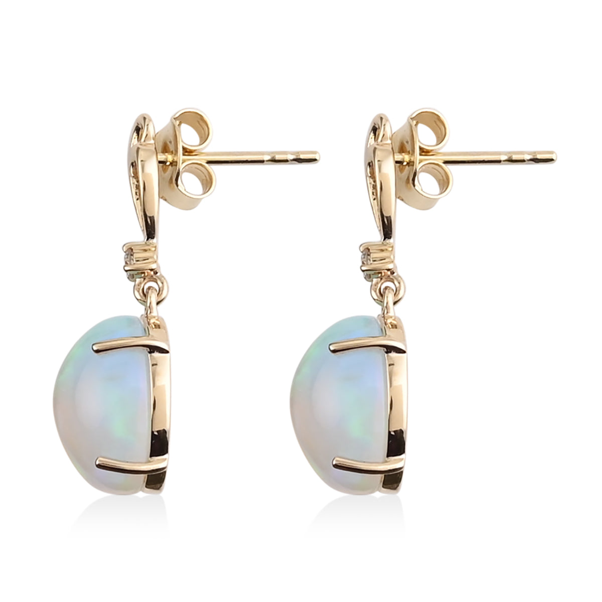 AAA Natürlicher, äthiopischer Welo Opal, Weißer Diamant AGI zertifiziert und geprüft Ohrringe 417 Gold ca. 5.01 ct