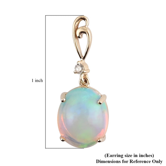 AAA Natürlicher, äthiopischer Welo Opal, Weißer Diamant AGI zertifiziert und geprüft Ohrringe 417 Gold ca. 5.01 ct