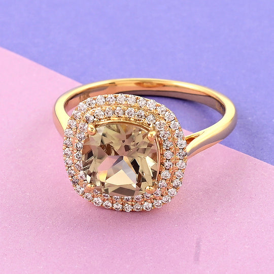 ILIANA AAA Turkizit und Diamant-Ring, SI G-H, 750 Gelbgold (Größe 17.00) ca. 2.81 ct