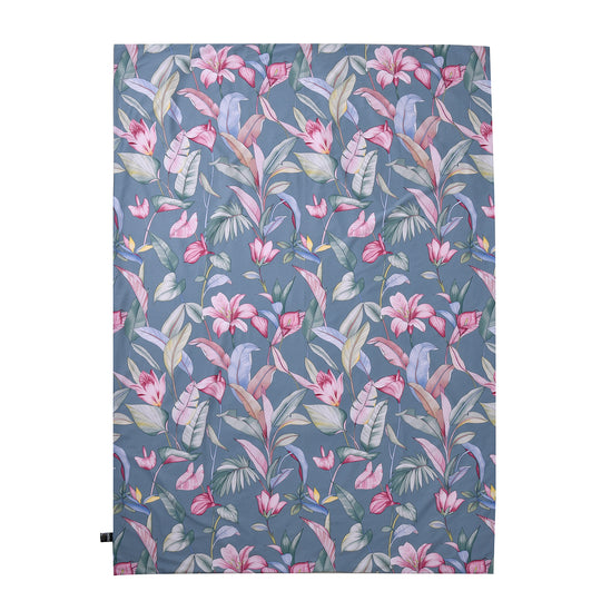 2er-Set, 3D Digitaldruck Bettbezug und Kissenbezug, Größe 135x200 cm und 80x80 cm, Blatt- und Blumenmuster, Grau
