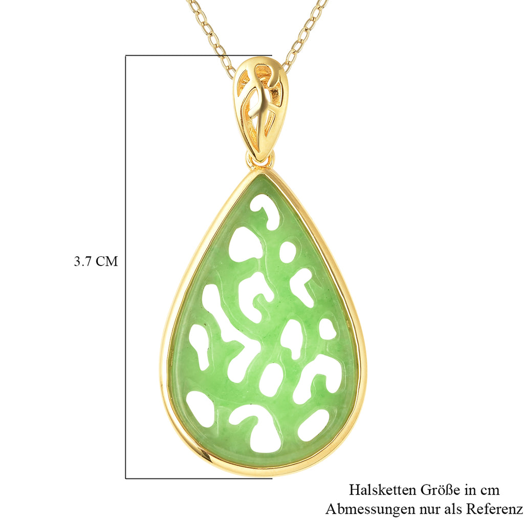 Grüne Jade Anhänger mit Kette 45 cm 925 Silber vergoldet ca. 5,25 ct