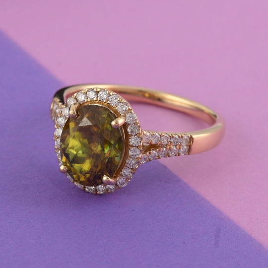 ILIANA AAA Sphen und Diamant-Ring, SI G-H, 750 Gelbgold (Größe 17.00) ca. 3.65 ct