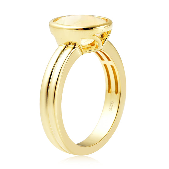 Natürlicher, äthiopischer Opal-Ring, 925 Silber Gelbgold Vermeil (Größe 17.00) ca. 1,45 ct