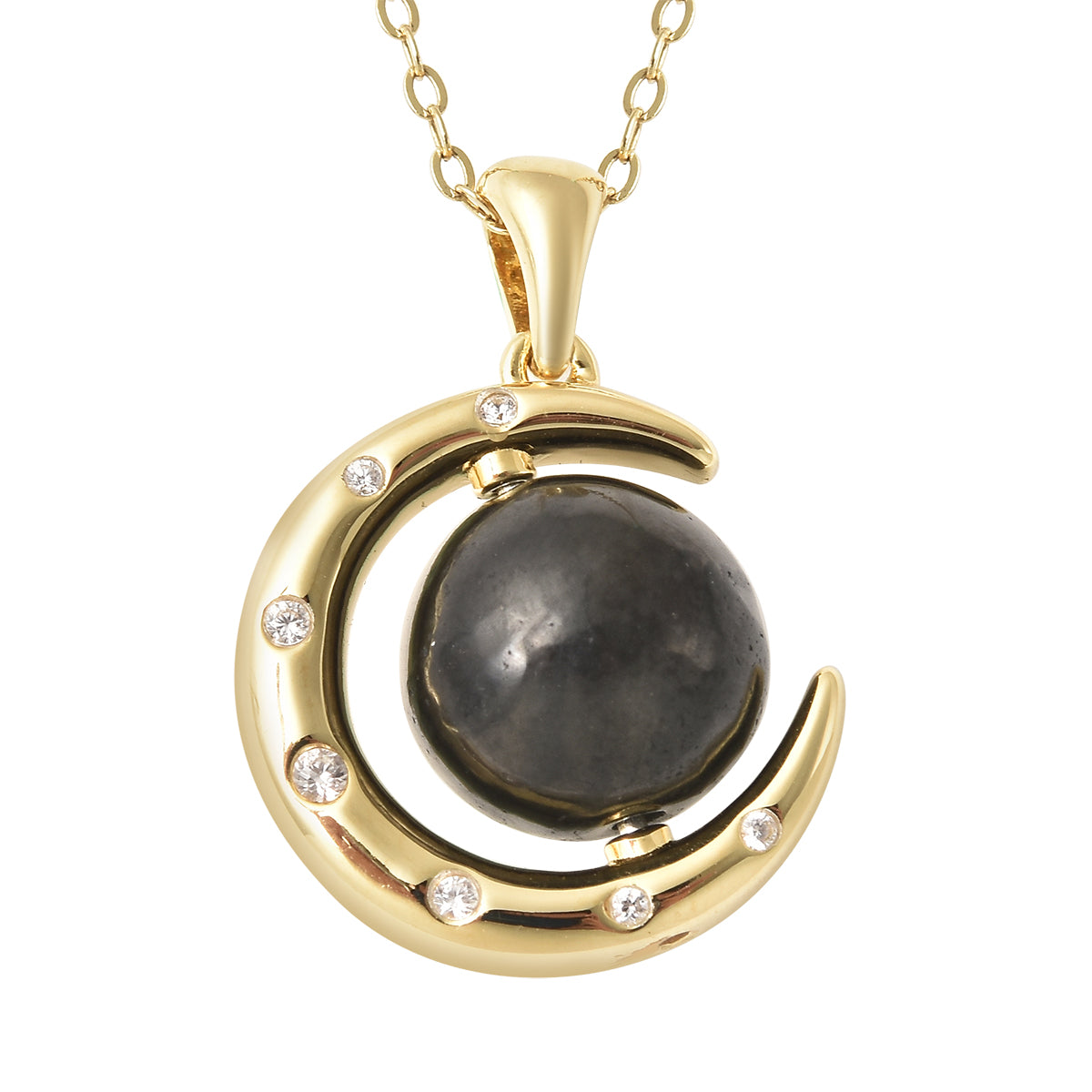 Shungit und Zirkon Anhänger mit Kette 45 cm 925 Silber vergoldet ca. 5,84 ct