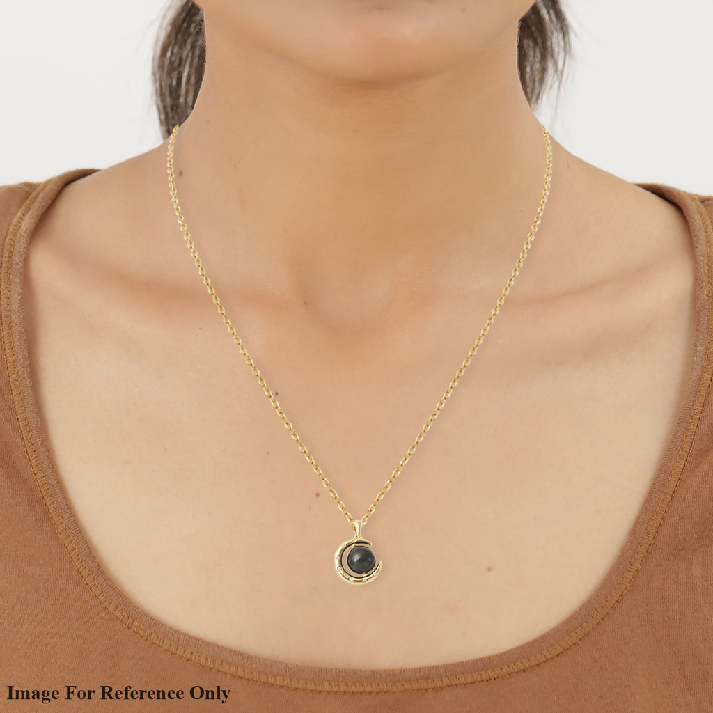 Shungit und Zirkon Anhänger mit Kette 45 cm 925 Silber vergoldet ca. 5,84 ct