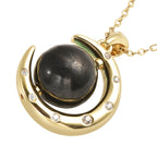 Shungit und Zirkon Anhänger mit Kette 45 cm 925 Silber vergoldet ca. 5,84 ct