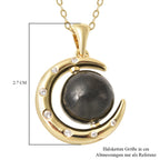 Shungit und Zirkon Anhänger mit Kette 45 cm 925 Silber vergoldet ca. 5,84 ct