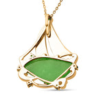 Grüne Jade und Natürlicher Chromdiopsid Anhänger mit Kette 45 cm 925 Silber rhodiniert ca. 10,69 ct