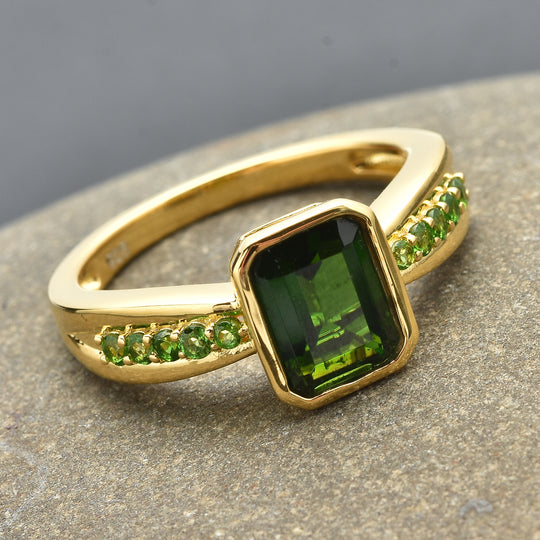 Natürlicher Chromdiopsid-Ring, 925 Silber vergoldet (Größe 16.00) ca. 1,88 ct
