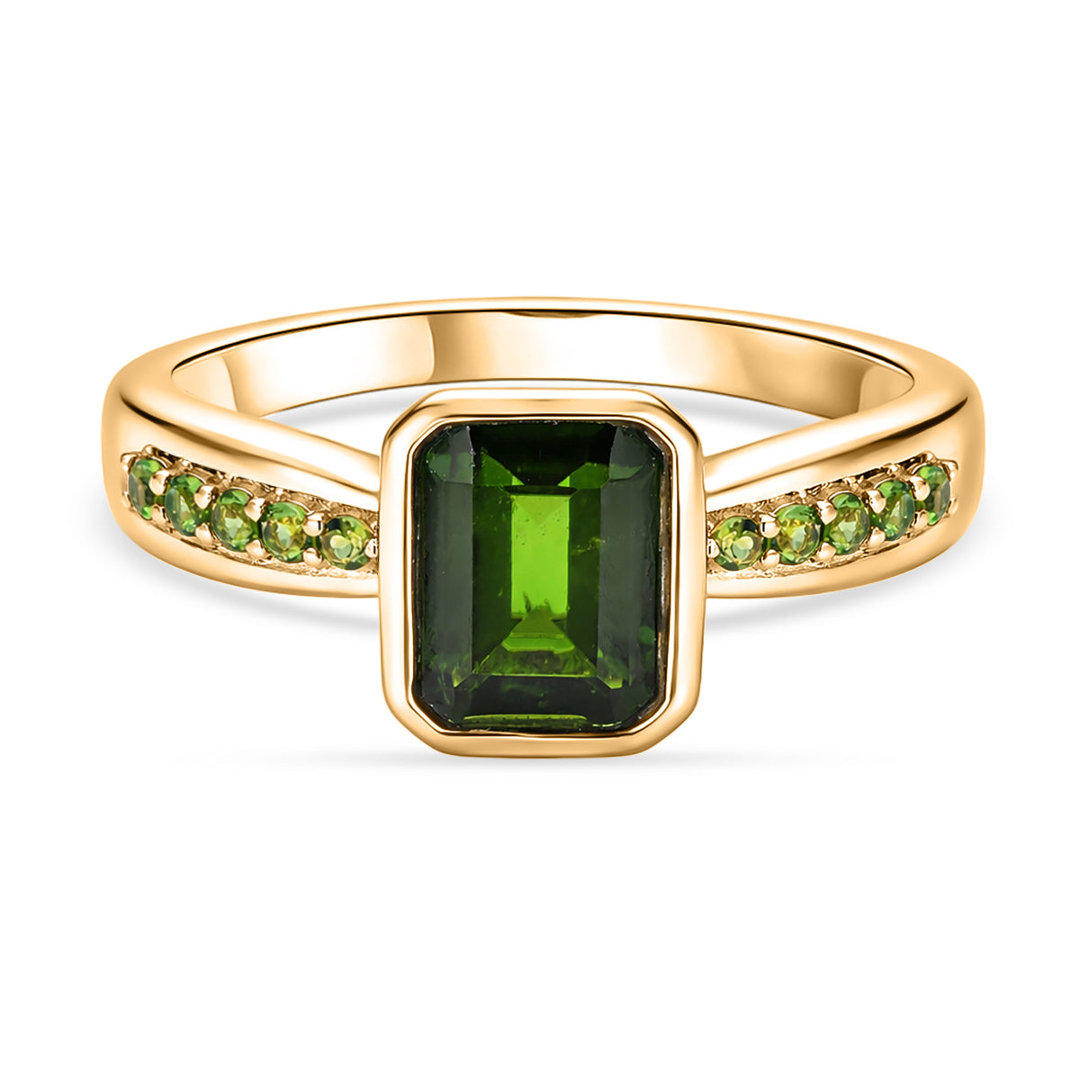 Natürlicher Chromdiopsid-Ring, 925 Silber vergoldet ca. 1,88 ct