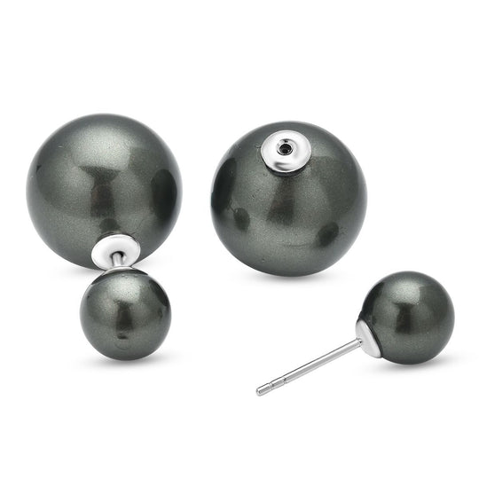 Rote Muschelkernperlen Ohrringe (13-15 mm und 7-9 mm), 925 Silber rhodiniert