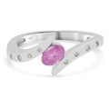Ilakaka Rosa Saphir (Fissure gefüllt) und Zirkon Bypass Ring 925 Silber rhodiniert (Größe 16.00) ca. 0,74 ct