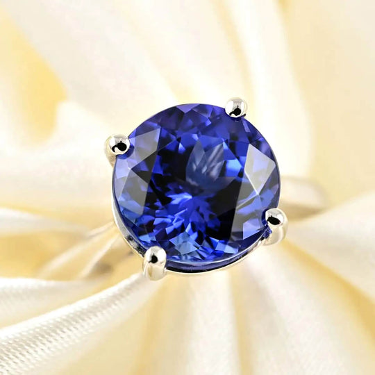 Rhapsody AAAA Tansanit, Weißer Diamant AGI zertifiziert Ring 950 Platin (Größe 16.50) ca. 5.00 ct