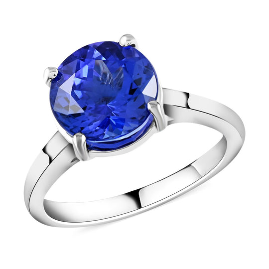 Rhapsody AAAA Tansanit, Weißer Diamant AGI zertifiziert Ring 950 Platin (Größe 16.50) ca. 5.00 ct