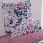 3er Set- Steppdecke und 2 Kissenbezüge mit Floralem Muster, rosa