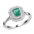 Rhapsody AAAA Kolumbianischer Smaragd, Weißer Diamant Ringe 950 Platin (Größe 16.50) ca. 1.00 ct