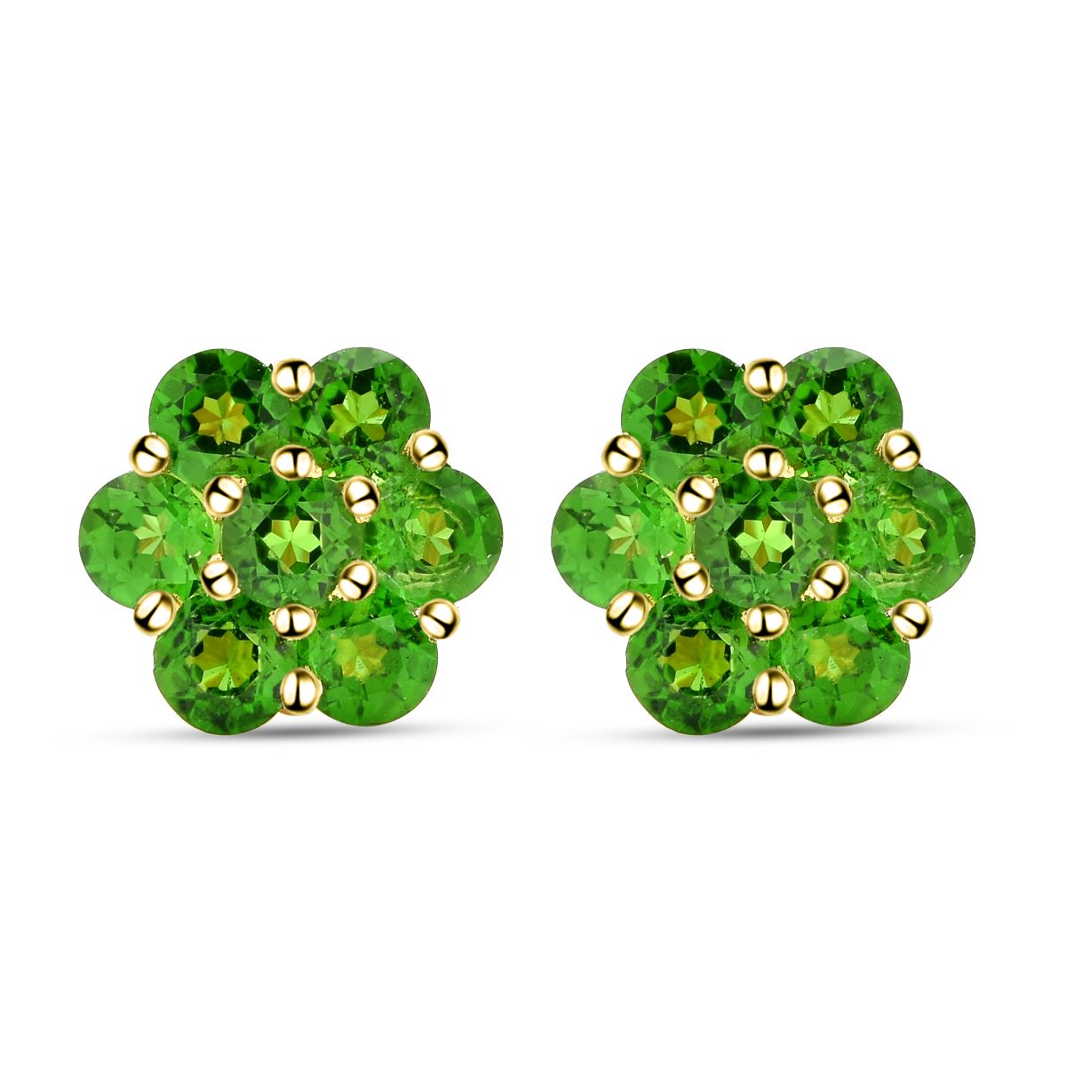 Natürliche Chromdiopsid-Ohrringe, 925 Silber vergoldet ca. 1,00 ct