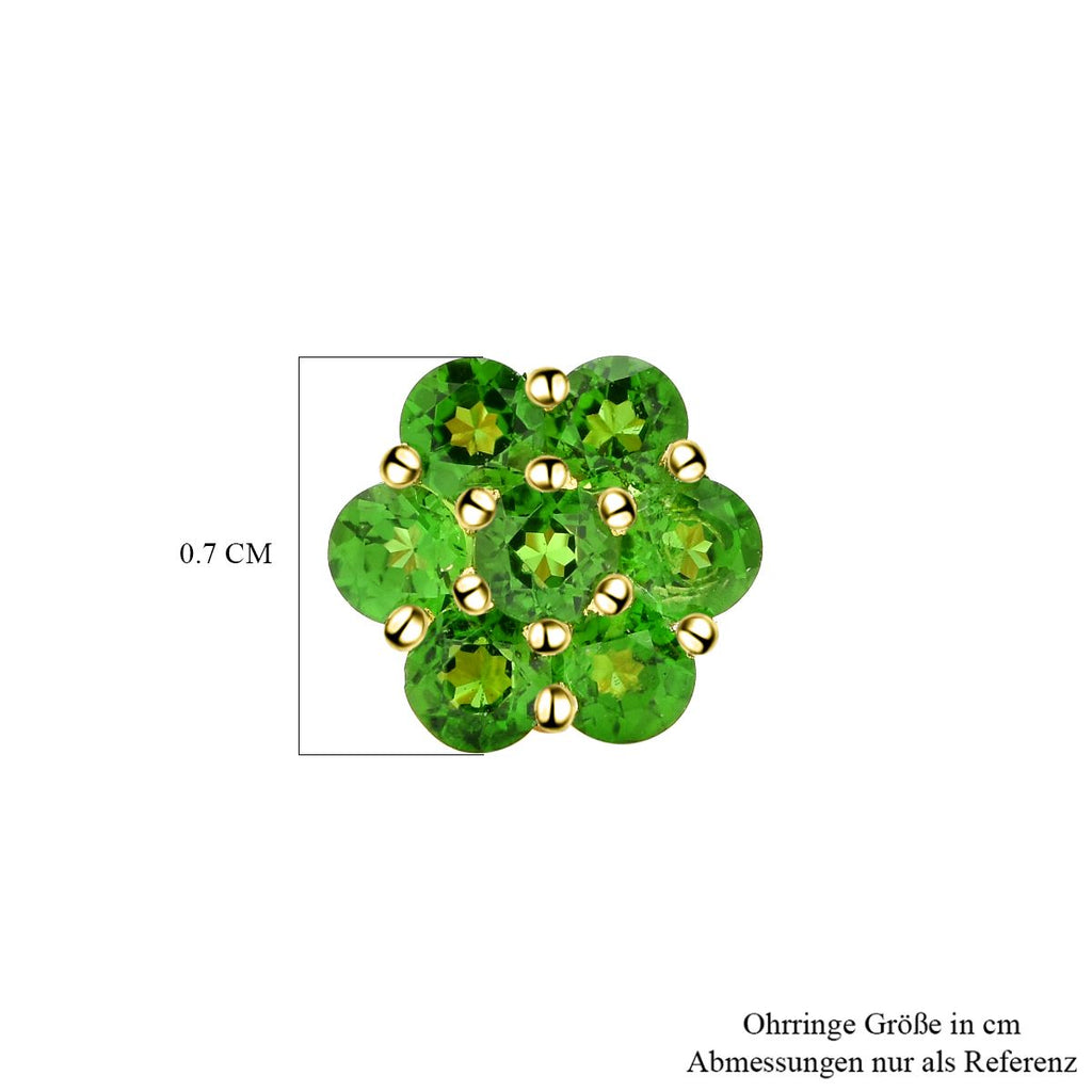 Natürliche Chromdiopsid-Ohrringe, 925 Silber vergoldet ca. 1,00 ct