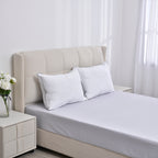 Serenity Night - 2er Set Hypoallergen Satin-Kissenbezug mit Kunstdauen und silber Paspelierung