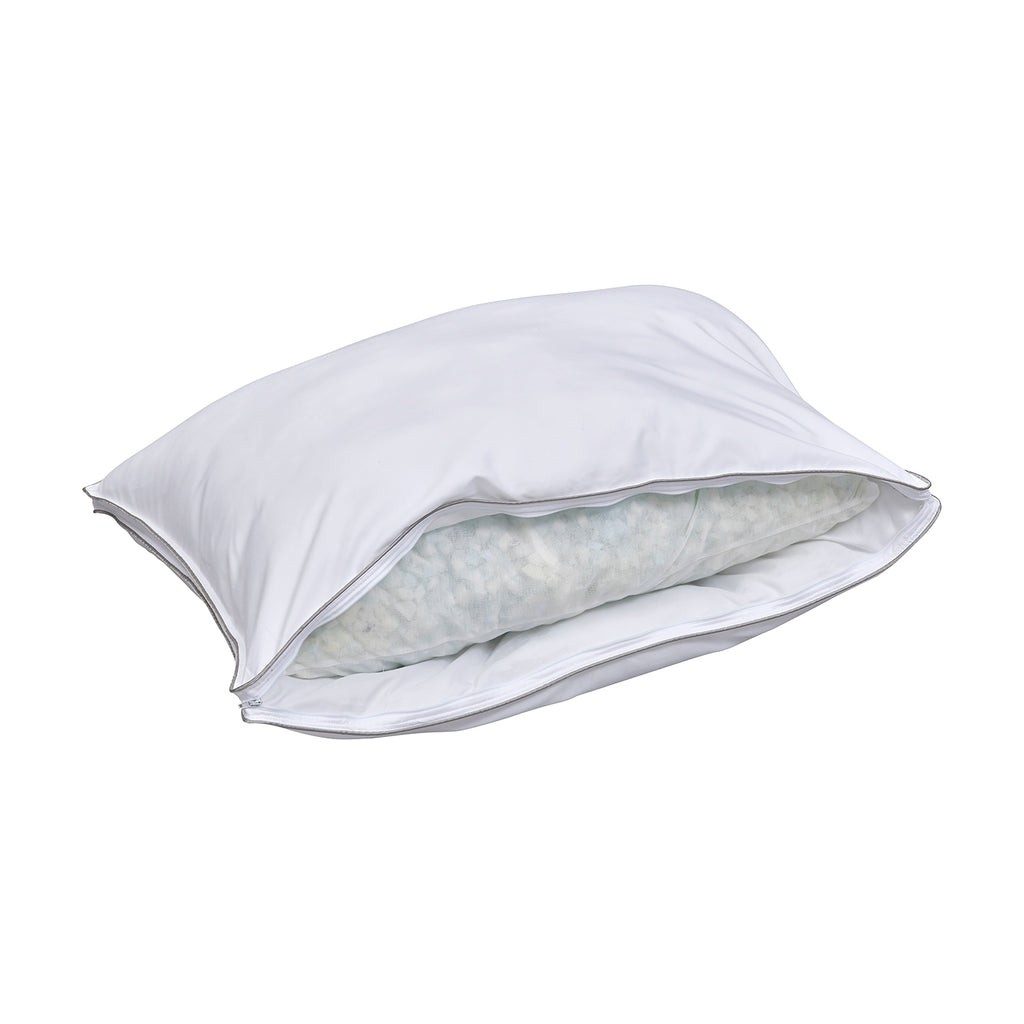 Serenity Night - 2er Set Hypoallergen Satin-Kissenbezug mit Kunstdauen und silber Paspelierung