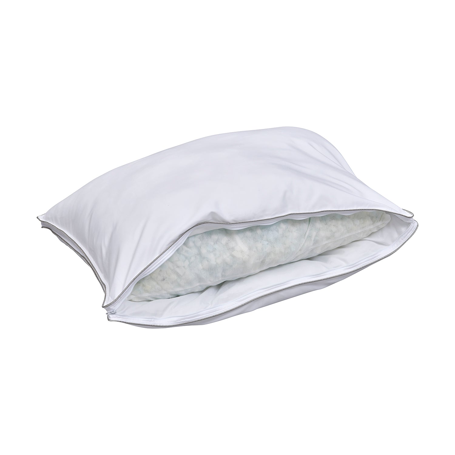Serenity Night - 2er Set Hypoallergen Satin-Kissenbezug mit Kunstdauen und silber Paspelierung