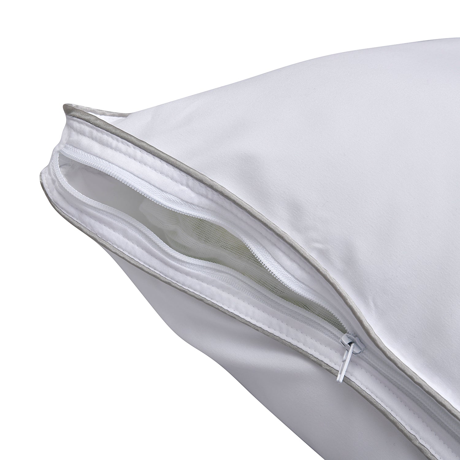 Serenity Night - 2er Set Hypoallergen Satin-Kissenbezug mit Kunstdauen und silber Paspelierung
