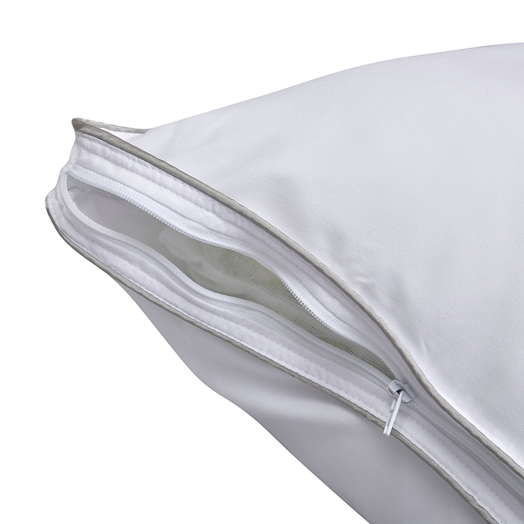 Serenity Night - 2er Set Hypoallergen Satin-Kissenbezug mit Kunstdauen und silber Paspelierung