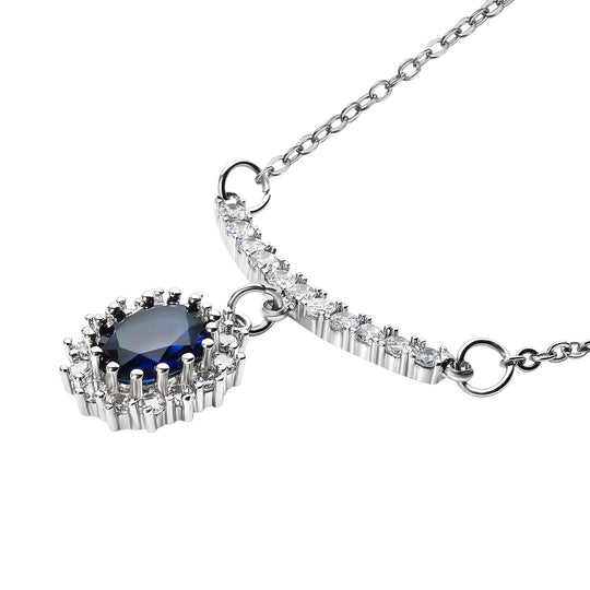 Glas und weiße Zirkonia-Halskette, ca. 50 cm, reines Messing ca. 1.50 ct