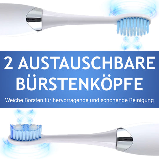 BEAUTECH Elektronische Schallzahnbürste mit 2 Bürstenköpfen, Wasserdicht IPX7, USB-Kabel, 5 Modi