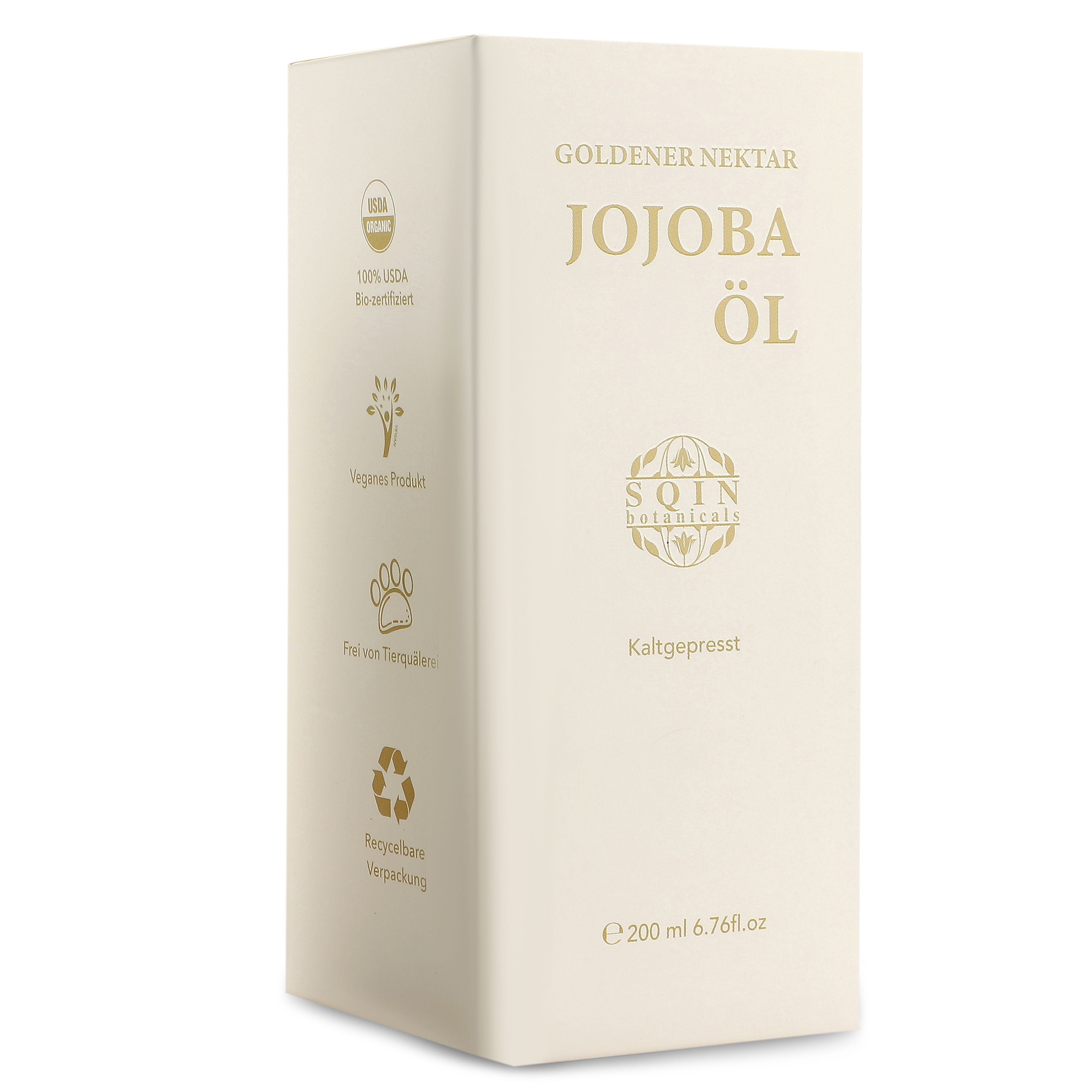 SQIN Botanicals 4er-Set Kaltgepresstes, natürliches Jojobaöl, 200ml