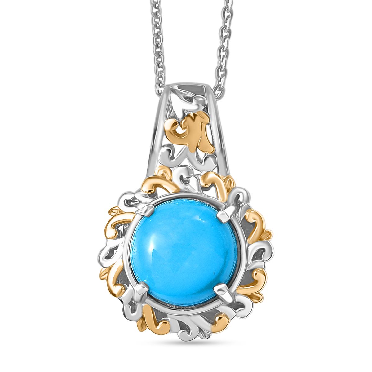 D'Joy AA Sleeping Beauty Türkis zweifarbiger Ring und Anhänger mit 50cm Kette