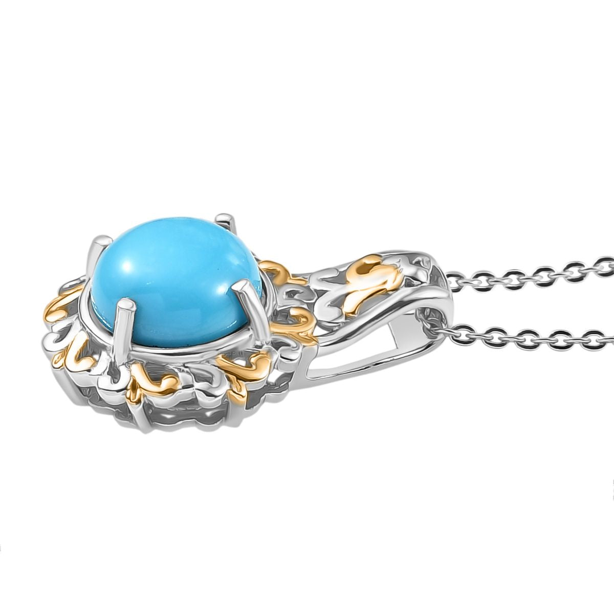 D'Joy AA Sleeping Beauty Türkis zweifarbiger Ring und Anhänger mit 50cm Kette