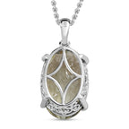 Prasiolith Anhänger mit Kette, 925 Silber platiniert ca. 15,00 ct
