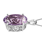 Rose De France Amethyst Anhänger mit Kette, 925 Silber platiniert ca. 15,00 ct