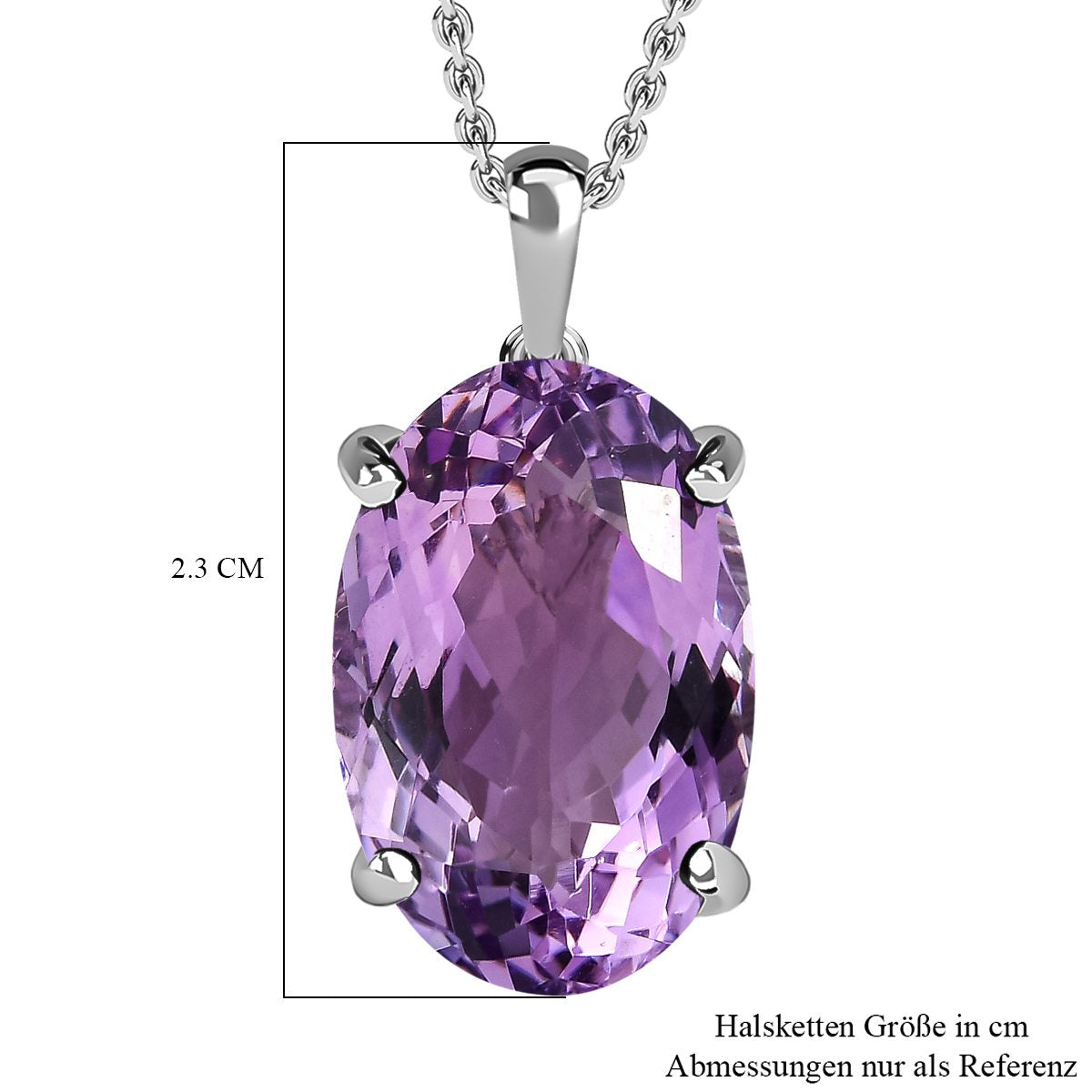 Rose De France Amethyst Anhänger mit Kette, 925 Silber platiniert ca. 15,00 ct