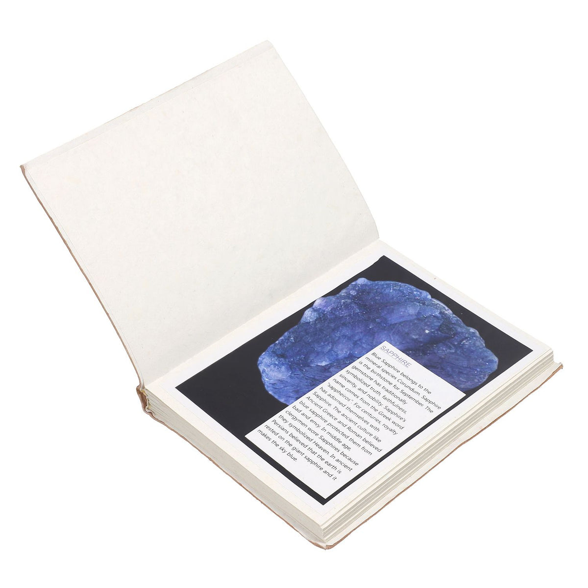 3er Set - Notizbuch mit Einband aus 100% echtem Leder, Kugelschreiber und Schlüsselanhänger gefüllt mit echtem Saphir