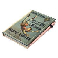 Hardcover Notizbuch mit Kupfer Kugelschreiber, Zirkus-Muster, grün