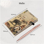 Hardcover Notizbuch mit Kupfer Kugelschreiber, Elefant-Muster, beige