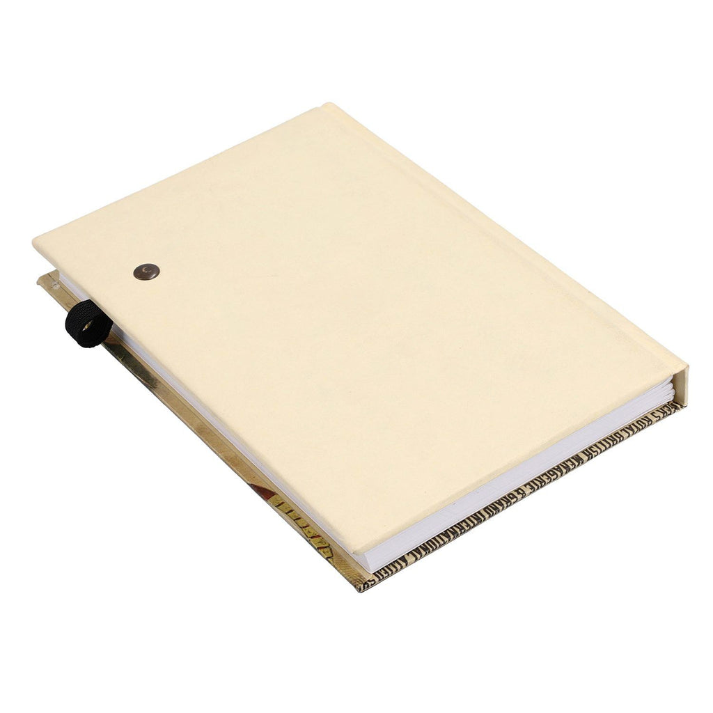 Hardcover Notizbuch mit Kupfer Kugelschreiber, Elefant-Muster, beige