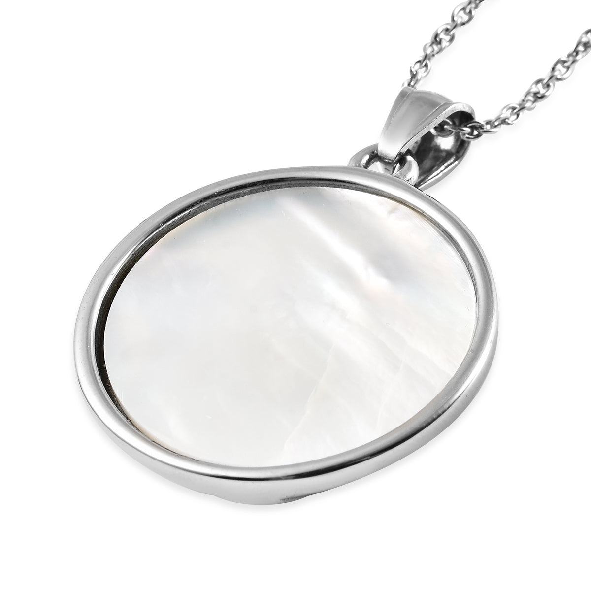 Weiße Muschelkernperle, Perlmutt und Weißer Kristall Seepferdchen-Anhänger mit Kette ca. 50 cm Edelstahl