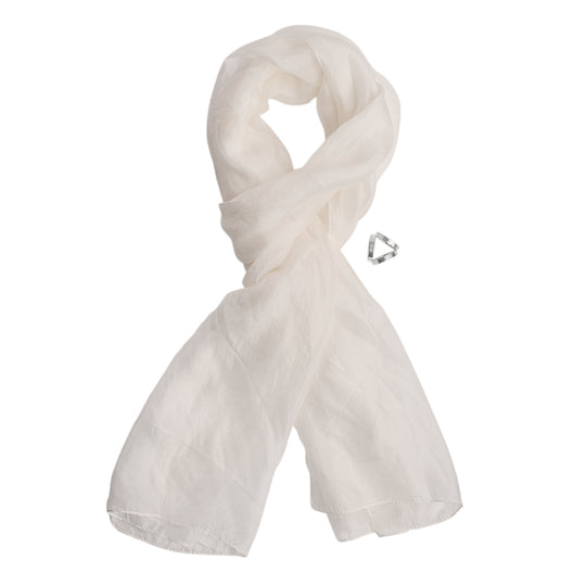 The 5th Season - 100% Satin-Seidenschal mit versilbertem Schalring, 50x170cm, Silber