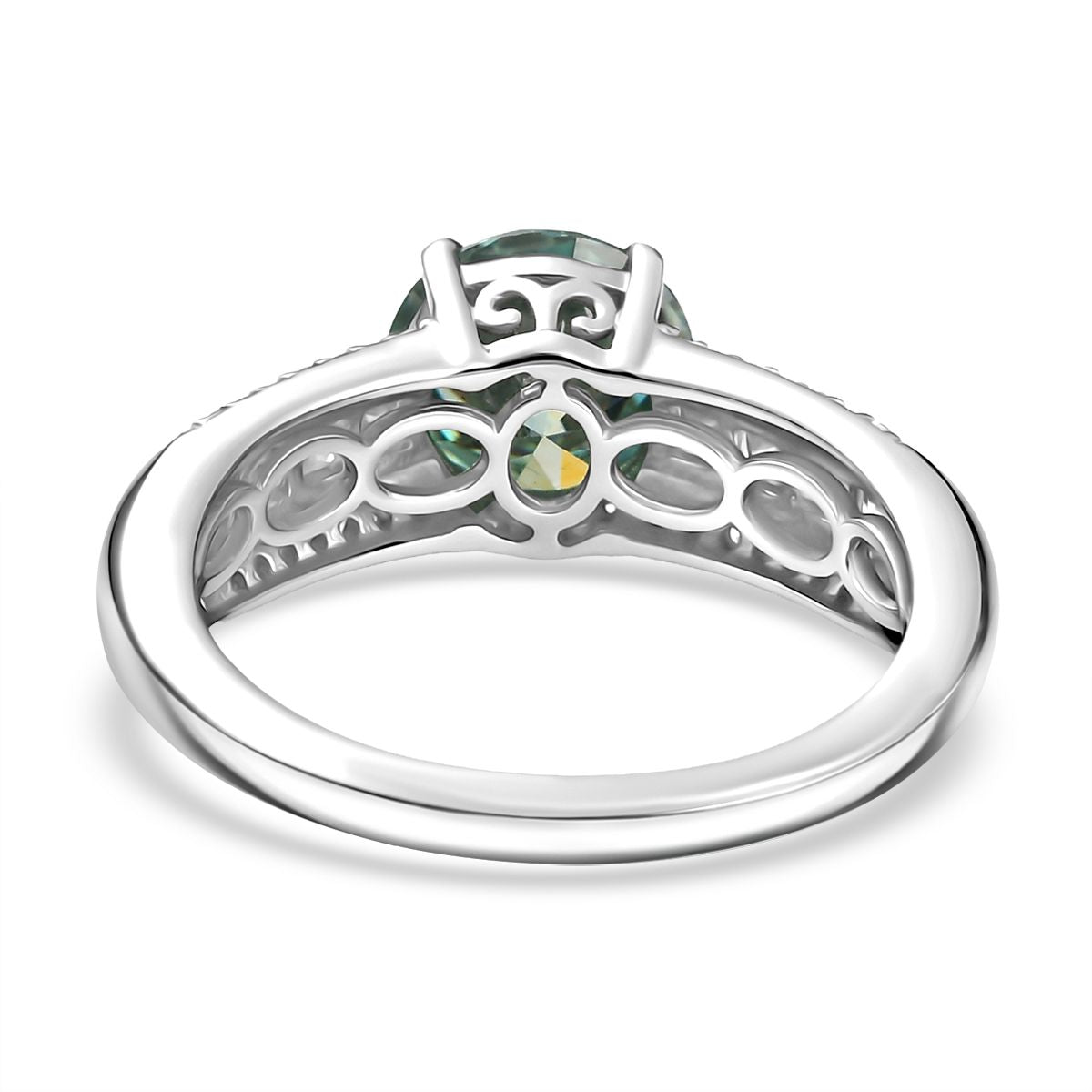 D'Joy blauer und weißer Moissanit Ring und Anhänger mit Kette