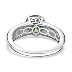 D'Joy blauer und weißer Moissanit Ring und Anhänger mit Kette