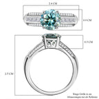 D'Joy blauer und weißer Moissanit Ring und Anhänger mit Kette