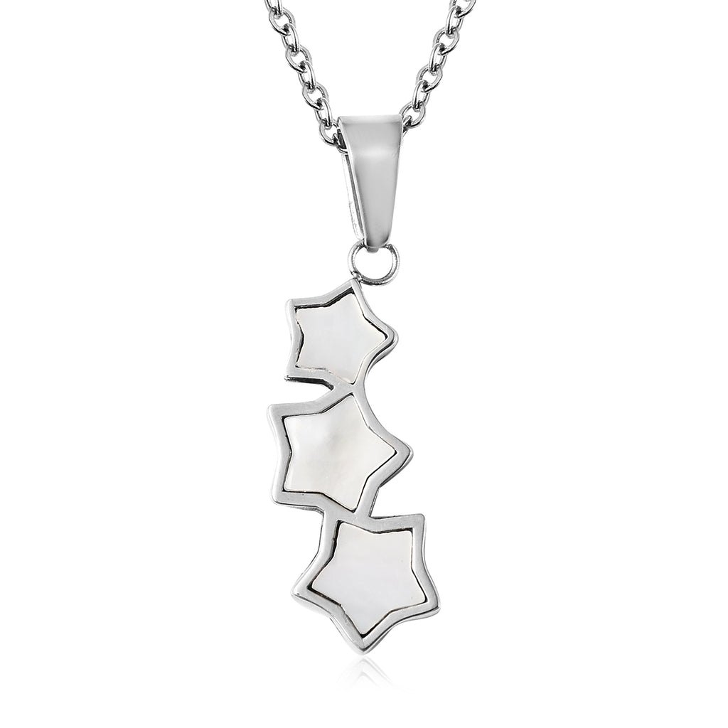 2er-Set Weißes Perlmutt Ohrstecker und Anhänger mit Kette ca. 50 cm in Edelstahl