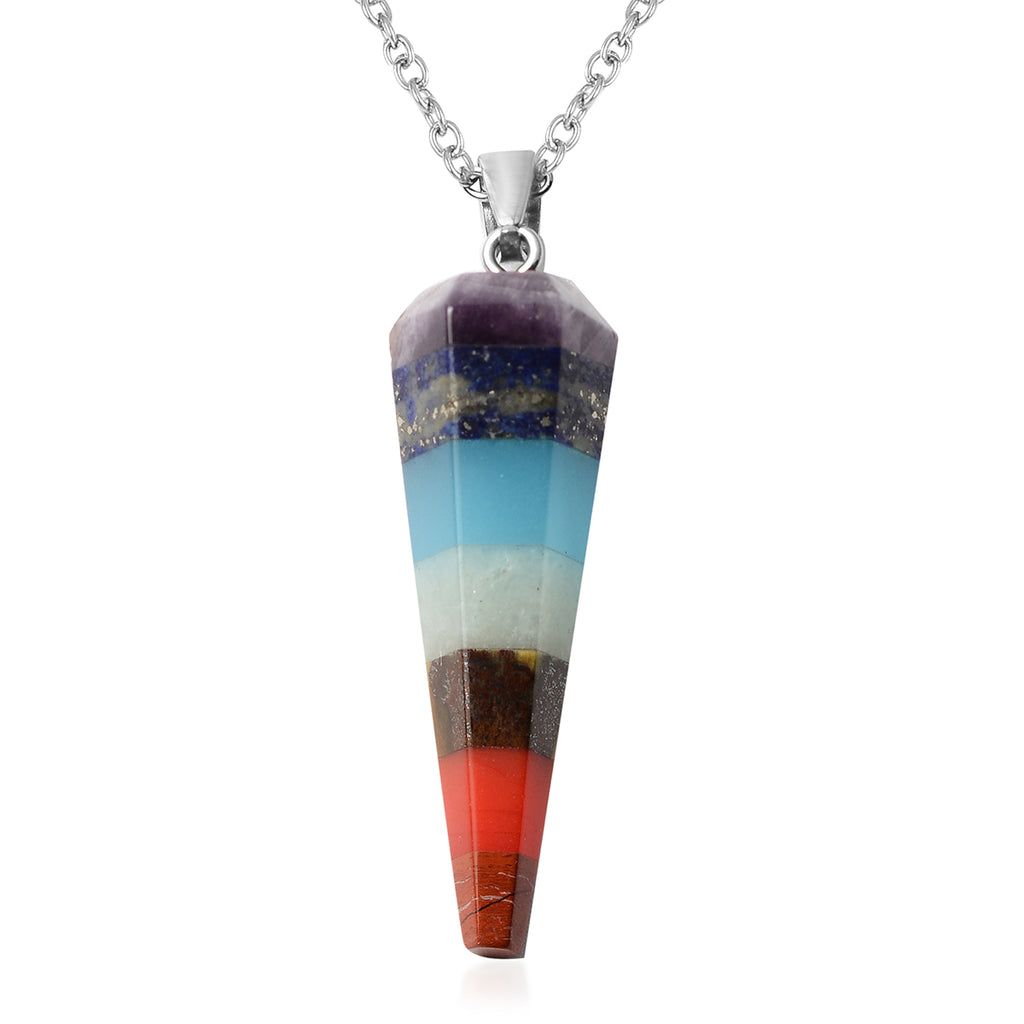 Chakra Edelstein Anhänger mit Kette 50 in 316L Edelstahl ca. 37.50 ct