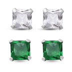 Weißer Zirkonia, Grüner Zirkonia Schmuckset   ca. 3,00 ct.